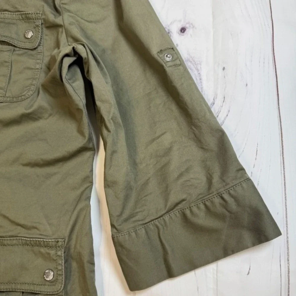 Michael Kors Olive Green Military Style Cardigan/Jacket / 3/4‎ Sleeves / Size L